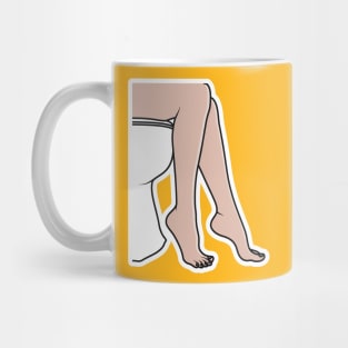 Woman Sitting On Toilet Sticker vector illustration. Part of people in the bathroom doing their routine hygiene procedures series. People fashion icon concept. People foot sticker design logo. Mug